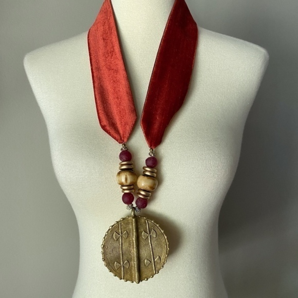 Hands High Red Brass Pendant Necklace